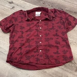 Goodfellow & Co Maroon Floral Casual Button Down Shirt